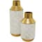 Gold Metal Handmade Embossed Quatrefoil Vase with Gold Detailing Set of 2 16", 12"